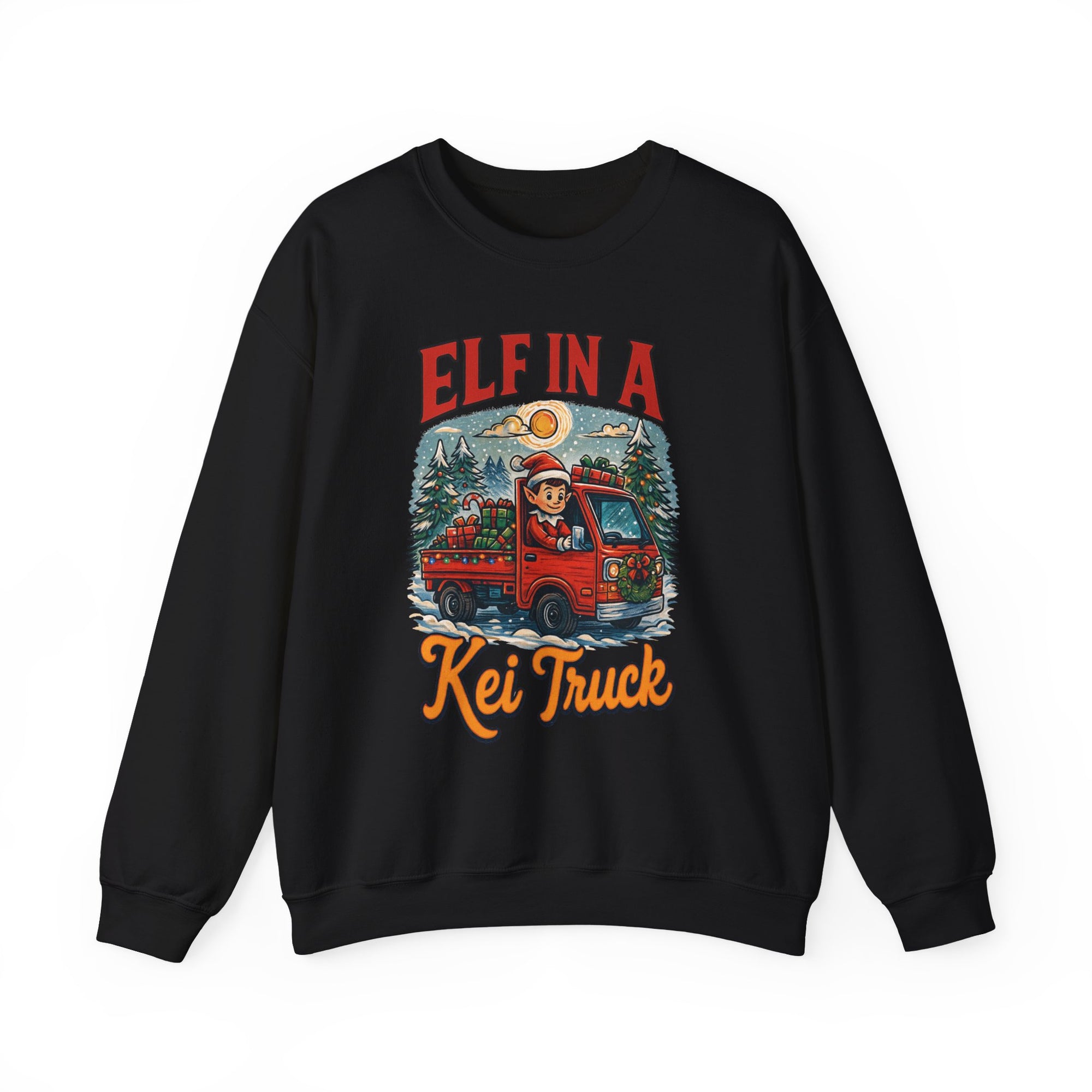 Elf in a Kei Truck" Holiday Heavy Blend™ Crewneck Sweatshirt