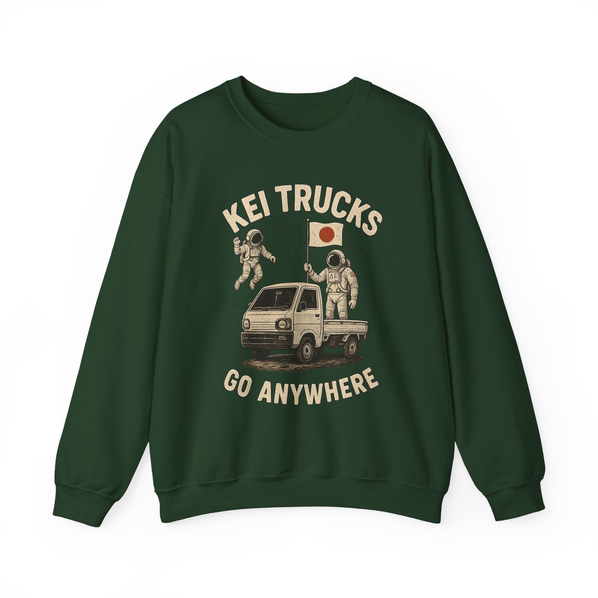 'Kei Trucks Go Anywhere' Retro Astronaut Heavy Blend™ Crewneck Sweatshirt