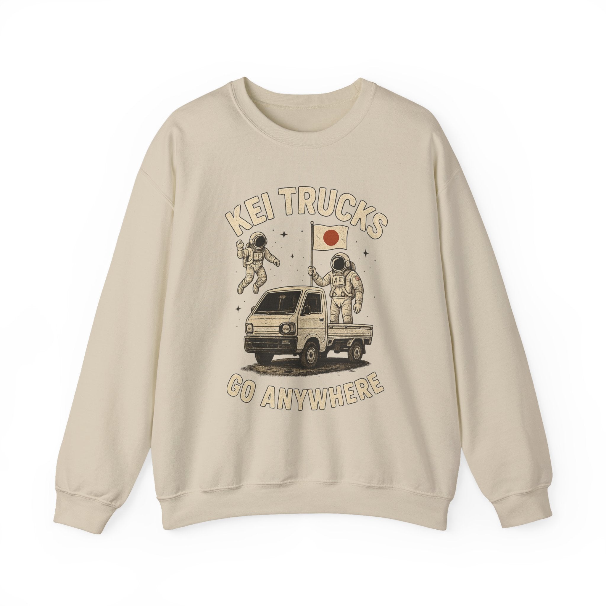 'Kei Trucks Go Anywhere' Retro Astronaut Heavy Blend™ Crewneck Sweatshirt