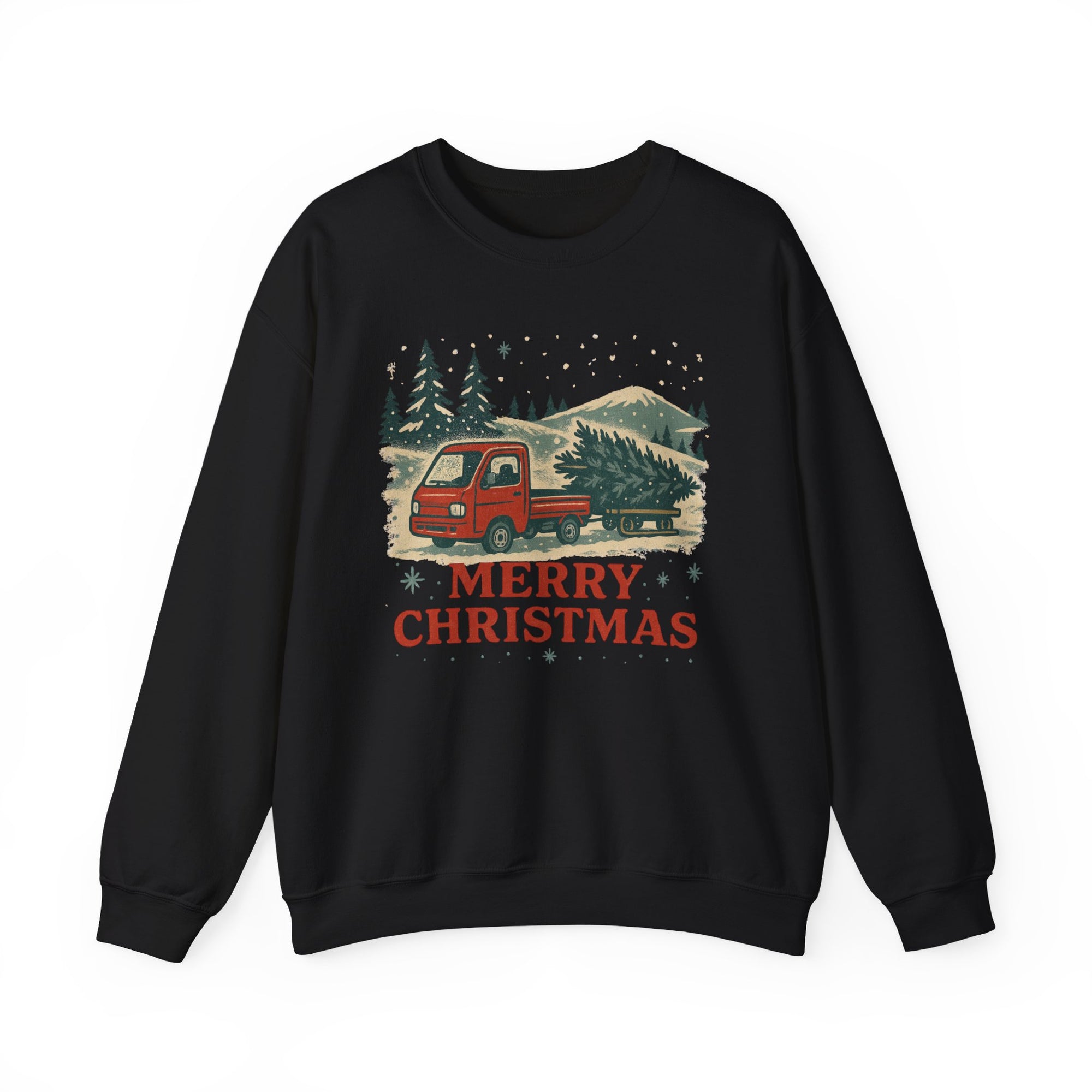 Merry Christmas Vintage Kei Truck Heavy Blend™ Crewneck Sweatshirt