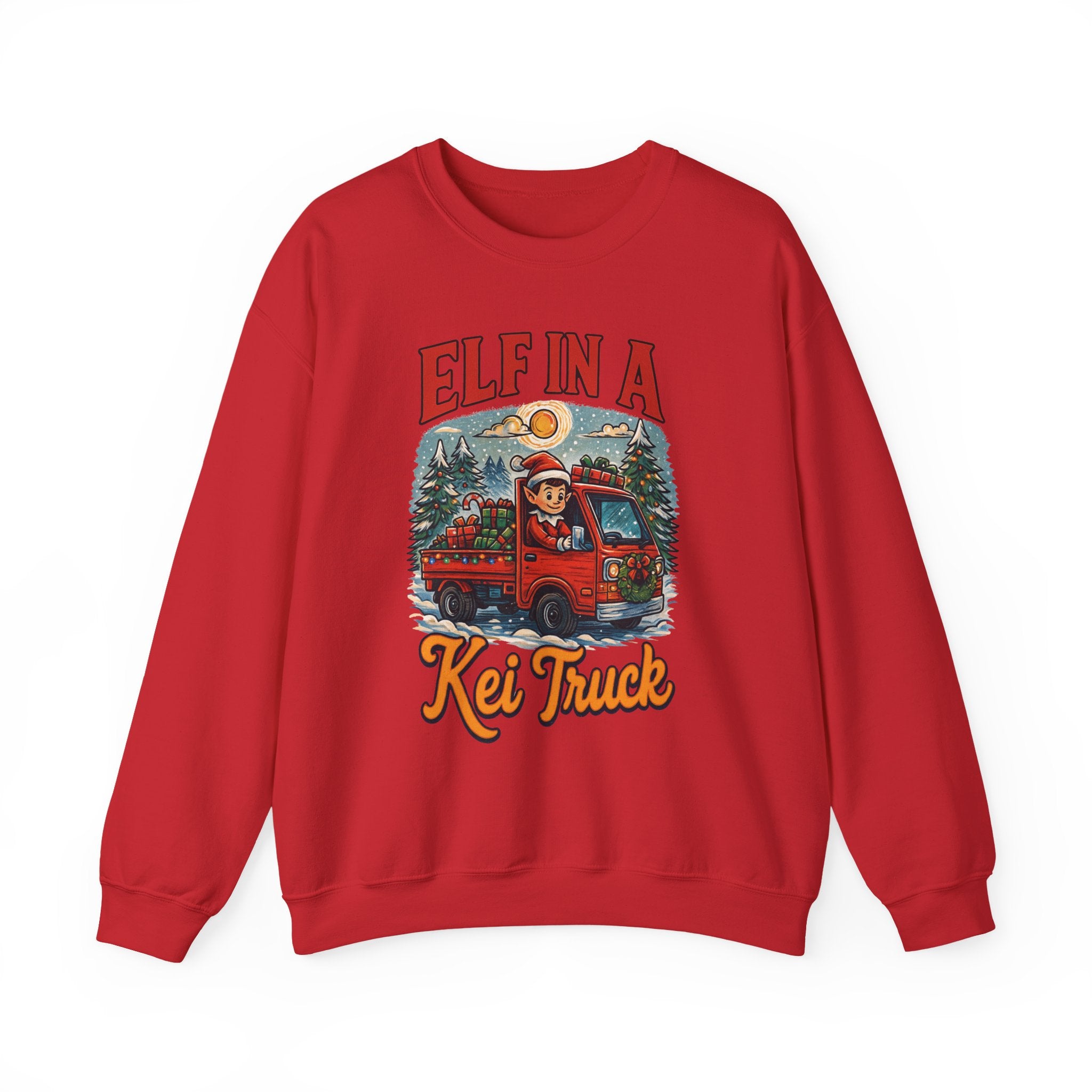 Elf in a Kei Truck" Holiday Heavy Blend™ Crewneck Sweatshirt