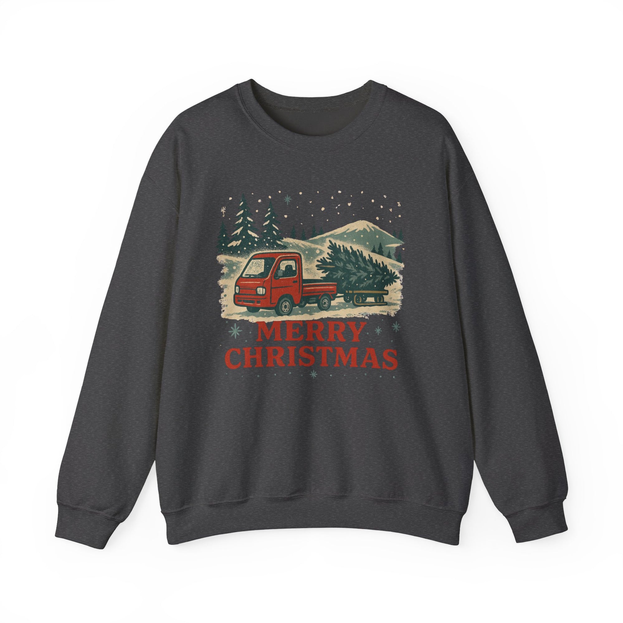 Merry Christmas Vintage Kei Truck Heavy Blend™ Crewneck Sweatshirt