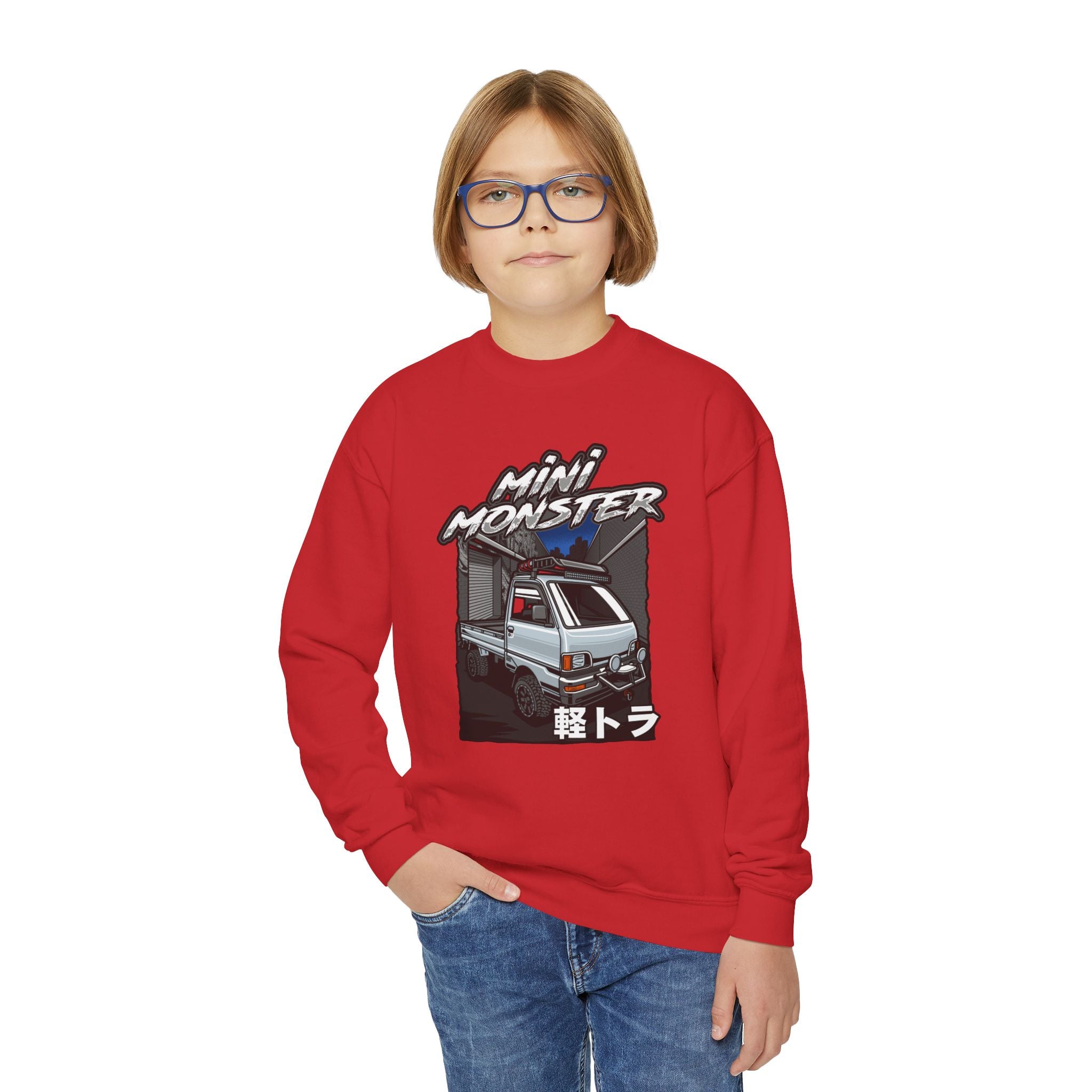 Mini Monster Kei Truck Youth Crewneck Sweatshirt