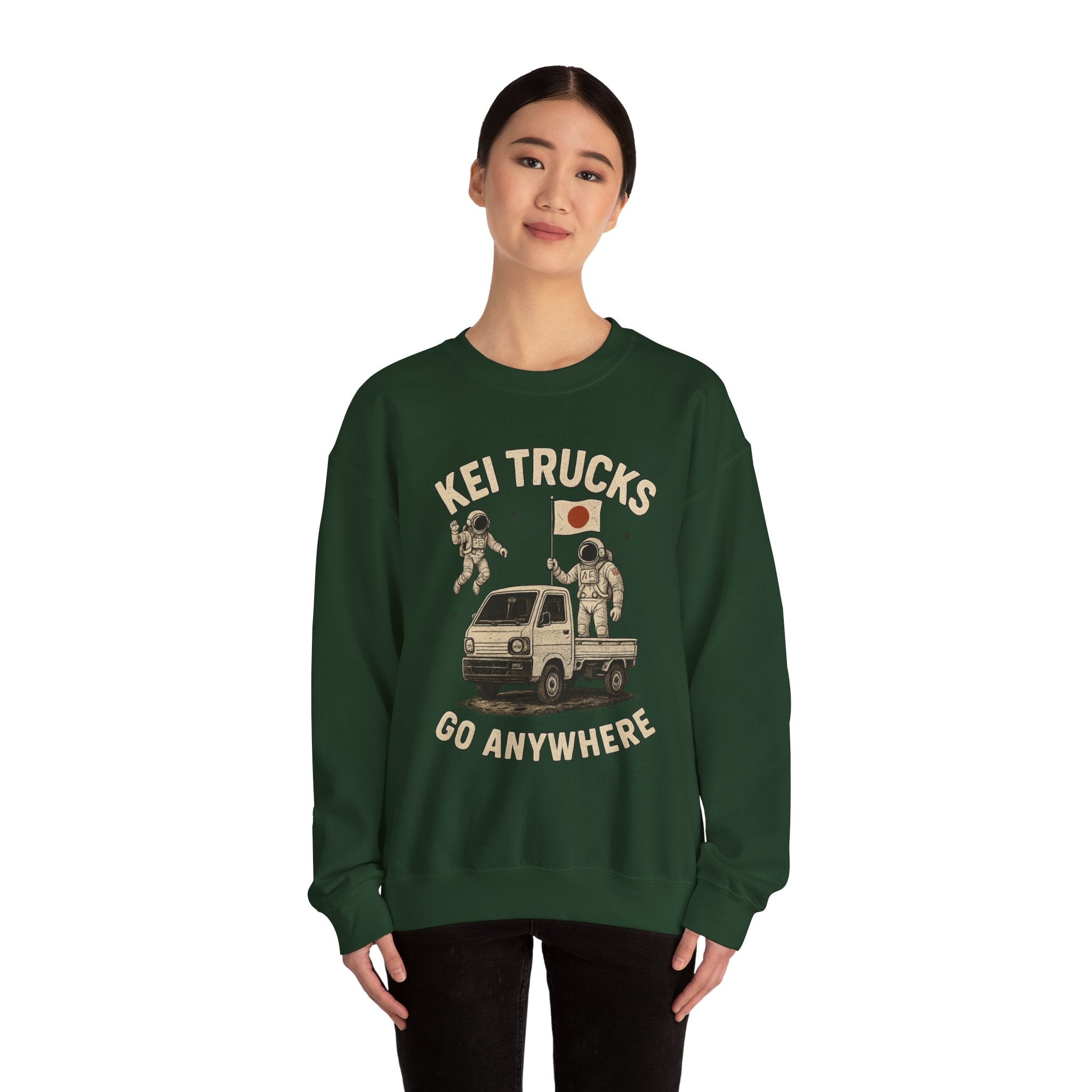'Kei Trucks Go Anywhere' Retro Astronaut Heavy Blend™ Crewneck Sweatshirt