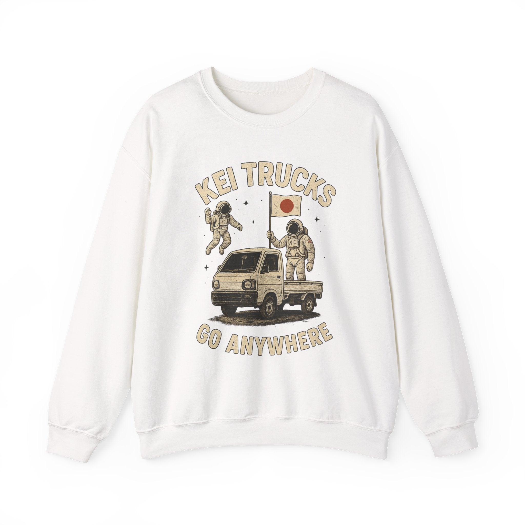 'Kei Trucks Go Anywhere' Retro Astronaut Heavy Blend™ Crewneck Sweatshirt