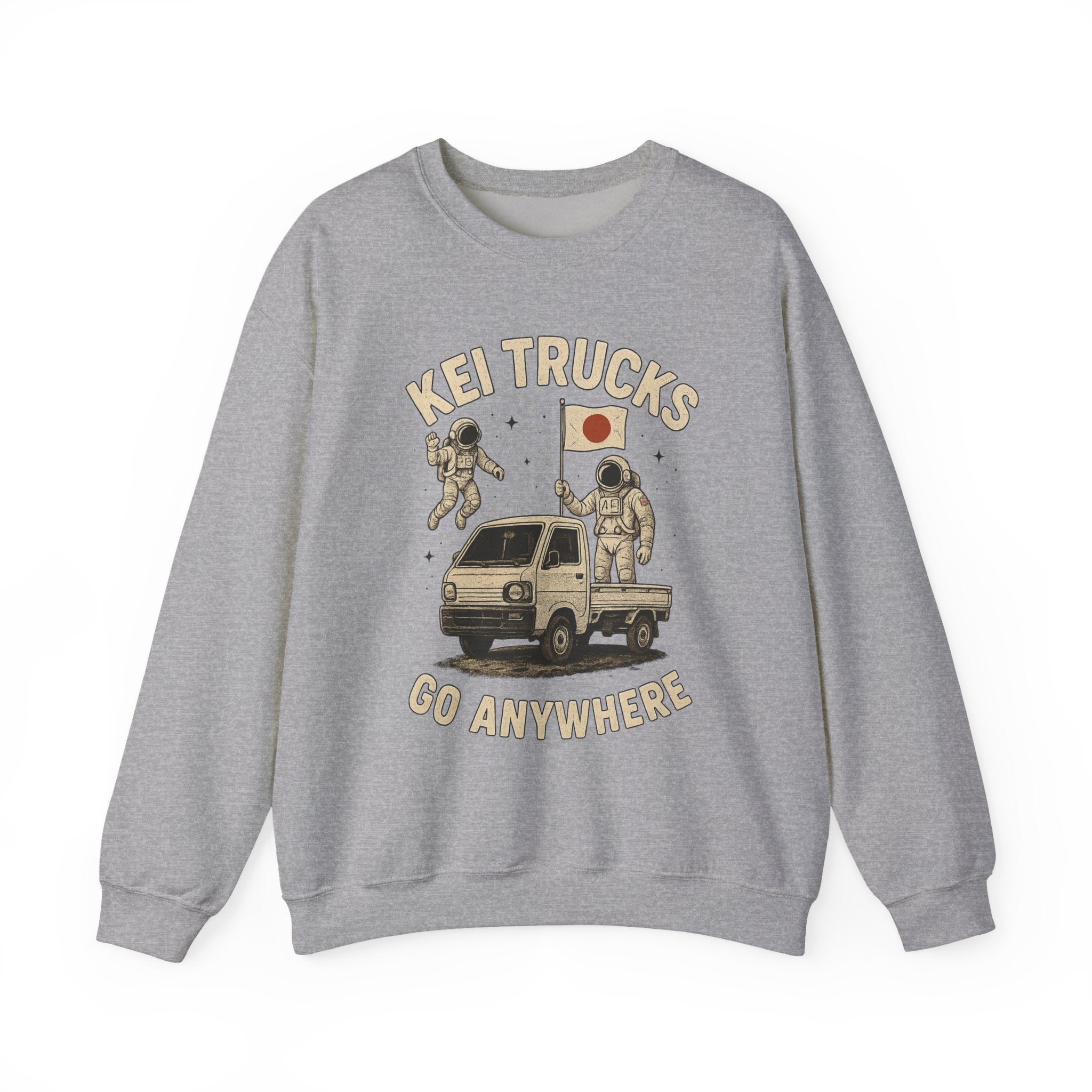 'Kei Trucks Go Anywhere' Retro Astronaut Heavy Blend™ Crewneck Sweatshirt