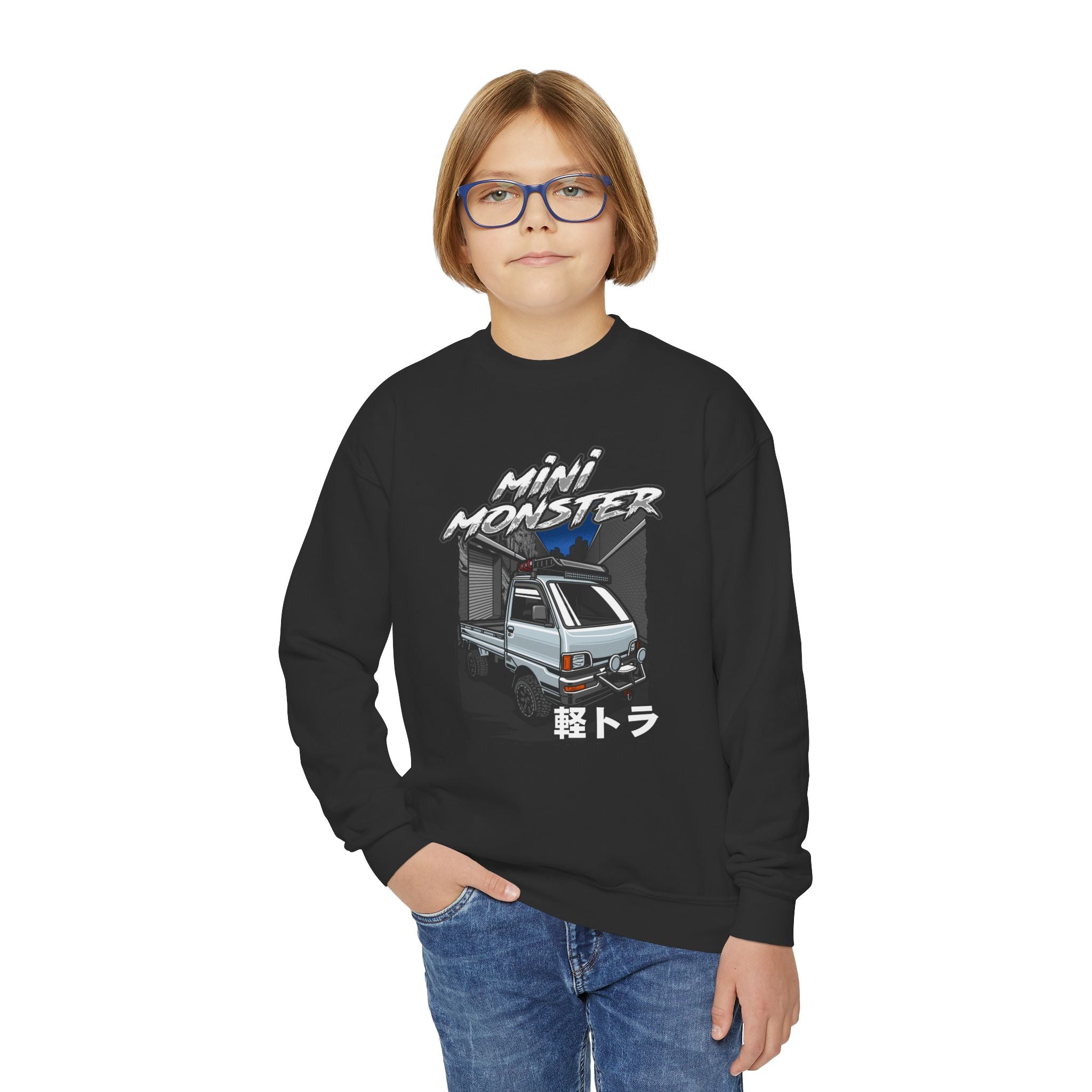 Mini Monster Kei Truck Youth Crewneck Sweatshirt