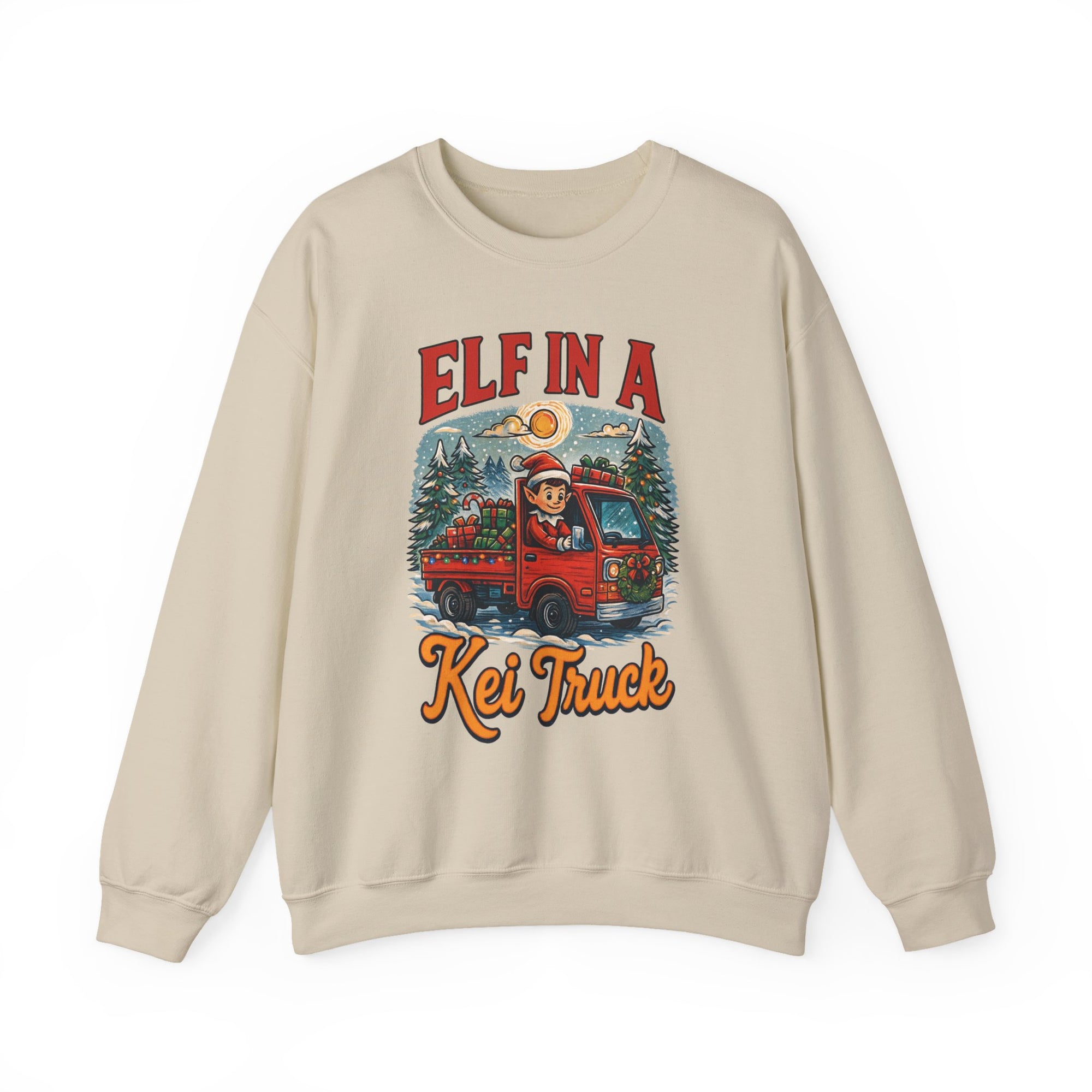 Elf in a Kei Truck" Holiday Heavy Blend™ Crewneck Sweatshirt
