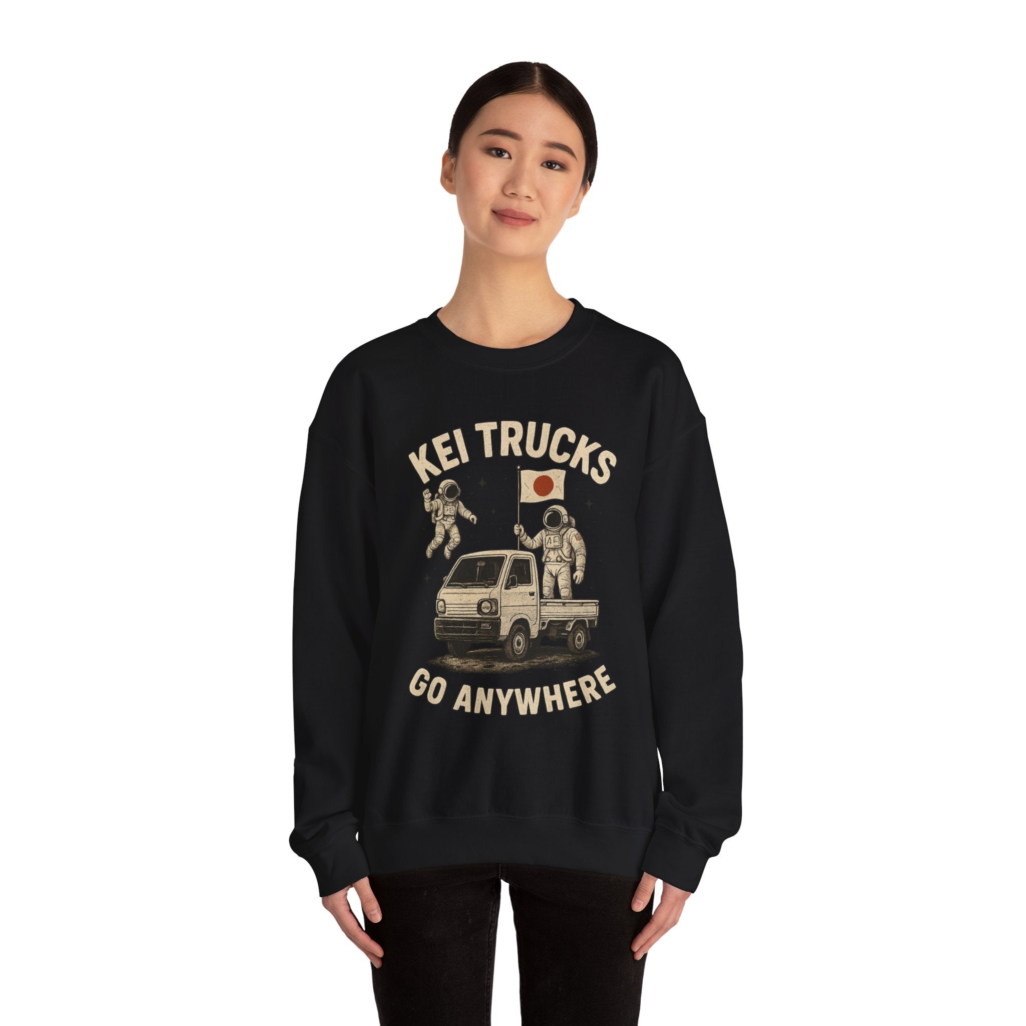 'Kei Trucks Go Anywhere' Retro Astronaut Heavy Blend™ Crewneck Sweatshirt