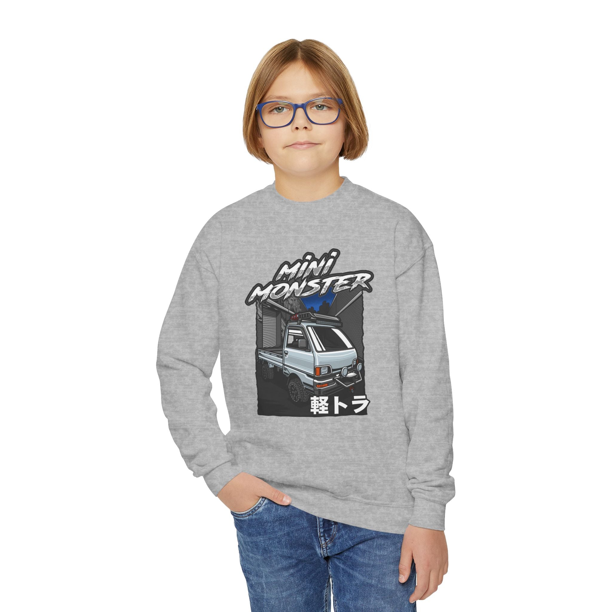 Mini Monster Kei Truck Youth Crewneck Sweatshirt