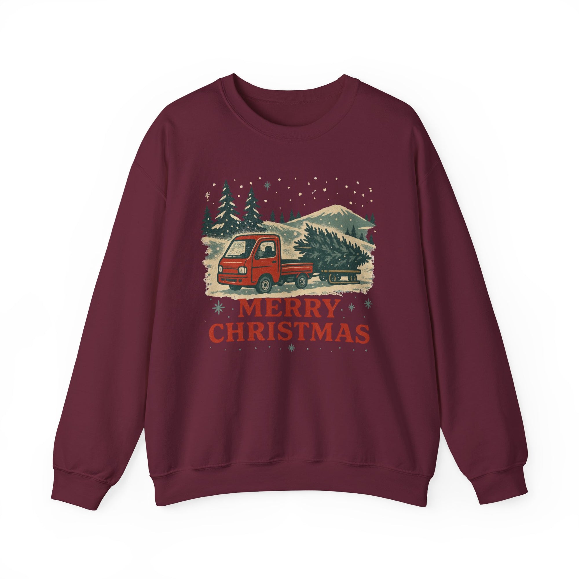 Merry Christmas Vintage Kei Truck Heavy Blend™ Crewneck Sweatshirt