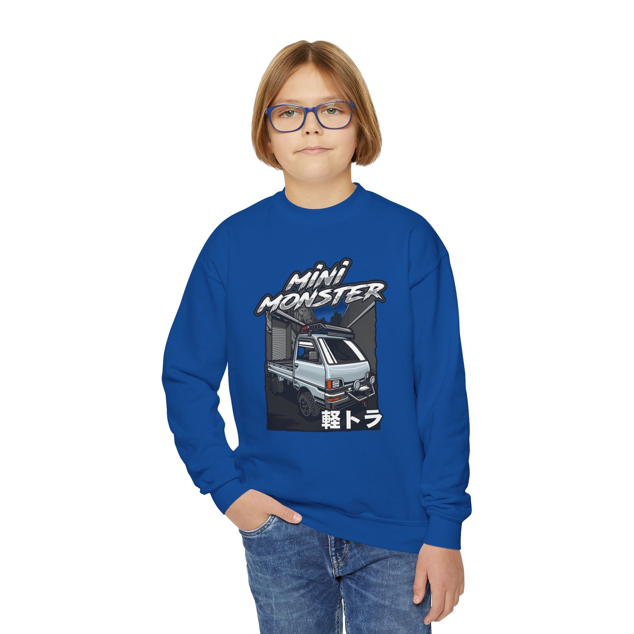 Mini Monster Kei Truck Youth Crewneck Sweatshirt