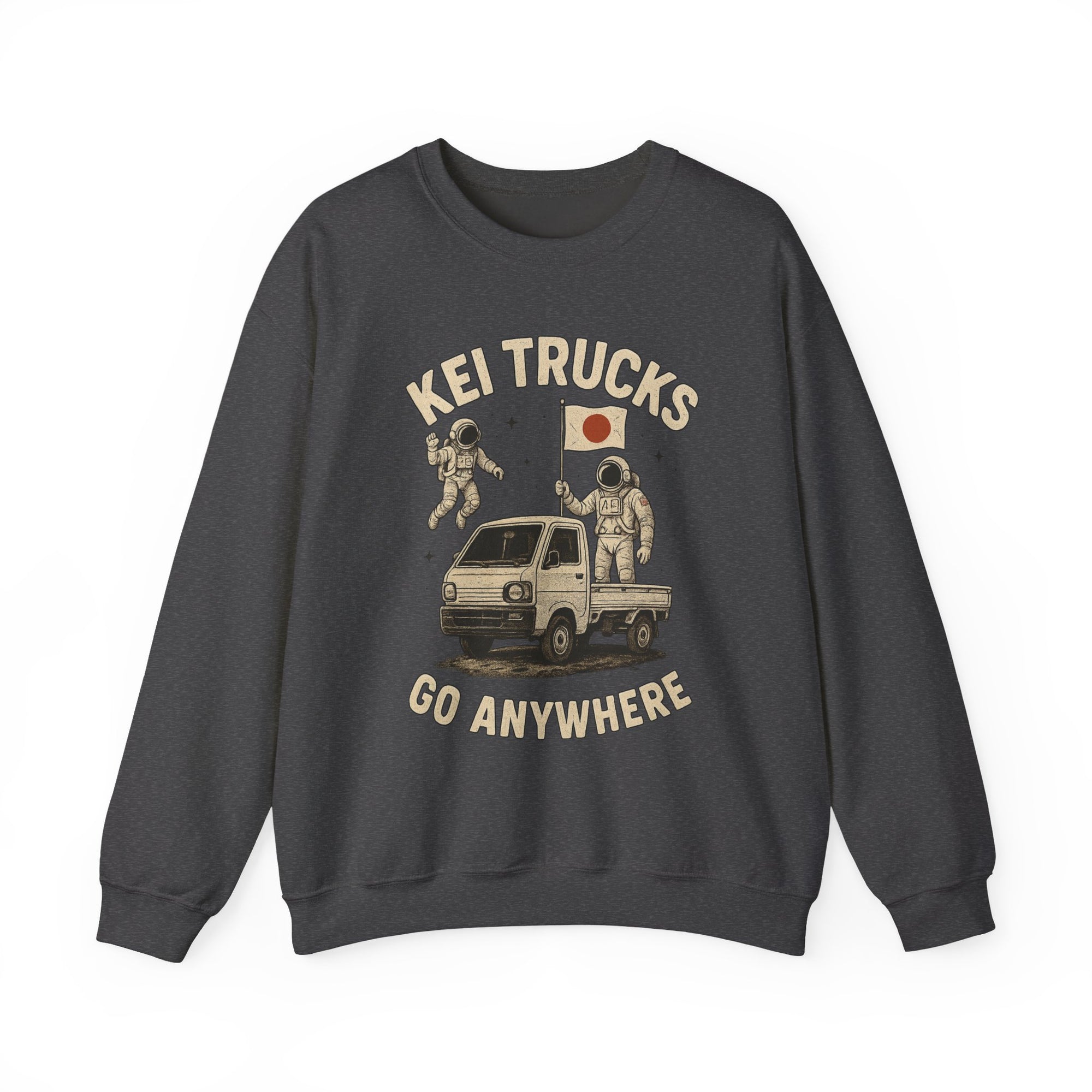 'Kei Trucks Go Anywhere' Retro Astronaut Heavy Blend™ Crewneck Sweatshirt