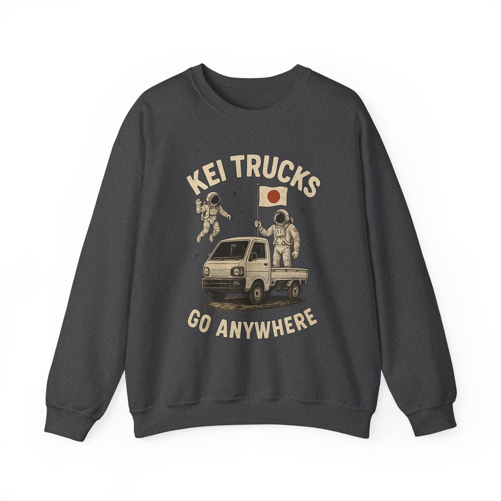 'Kei Trucks Go Anywhere' Retro Astronaut Heavy Blend™ Crewneck Sweatshirt
