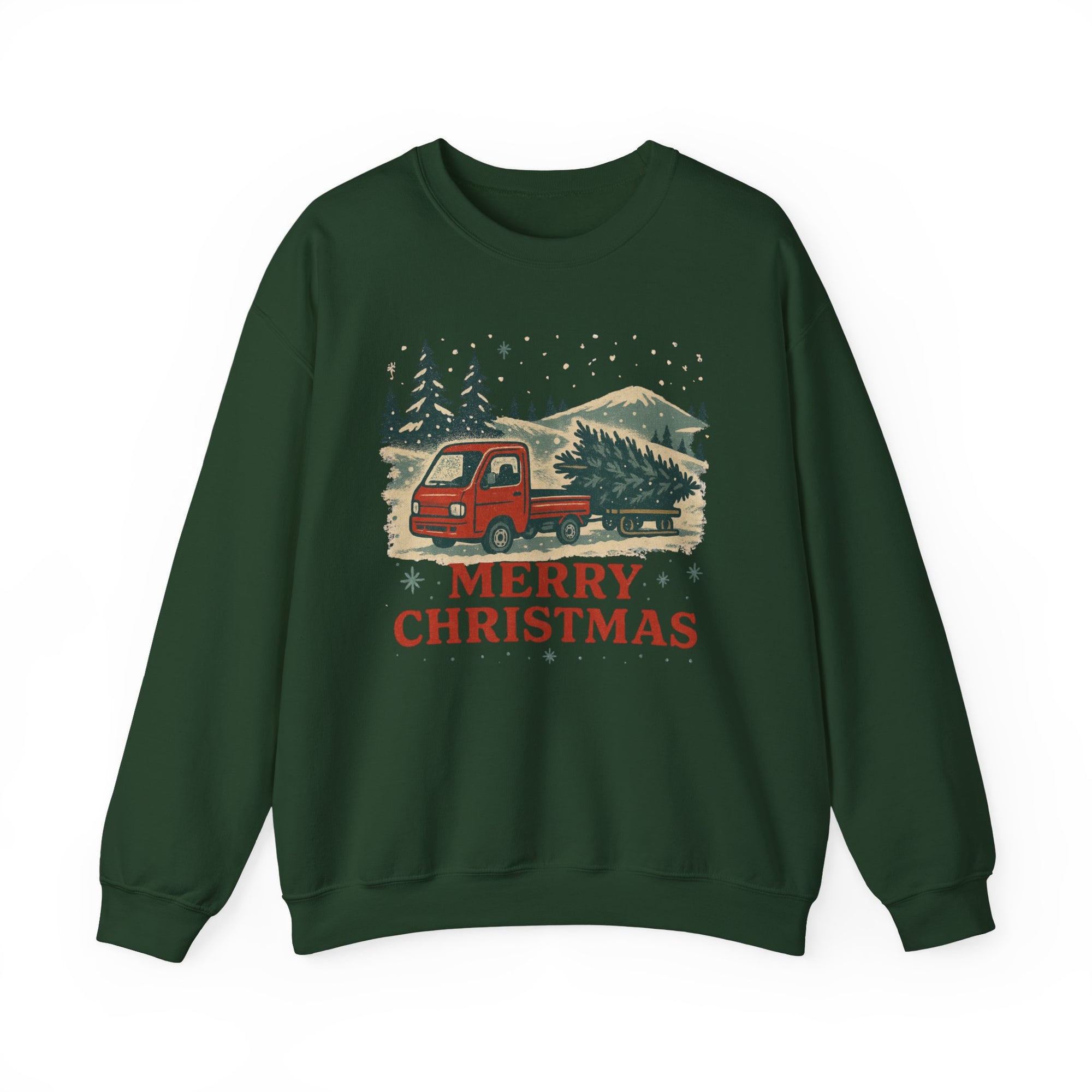 Merry Christmas Vintage Kei Truck Heavy Blend™ Crewneck Sweatshirt