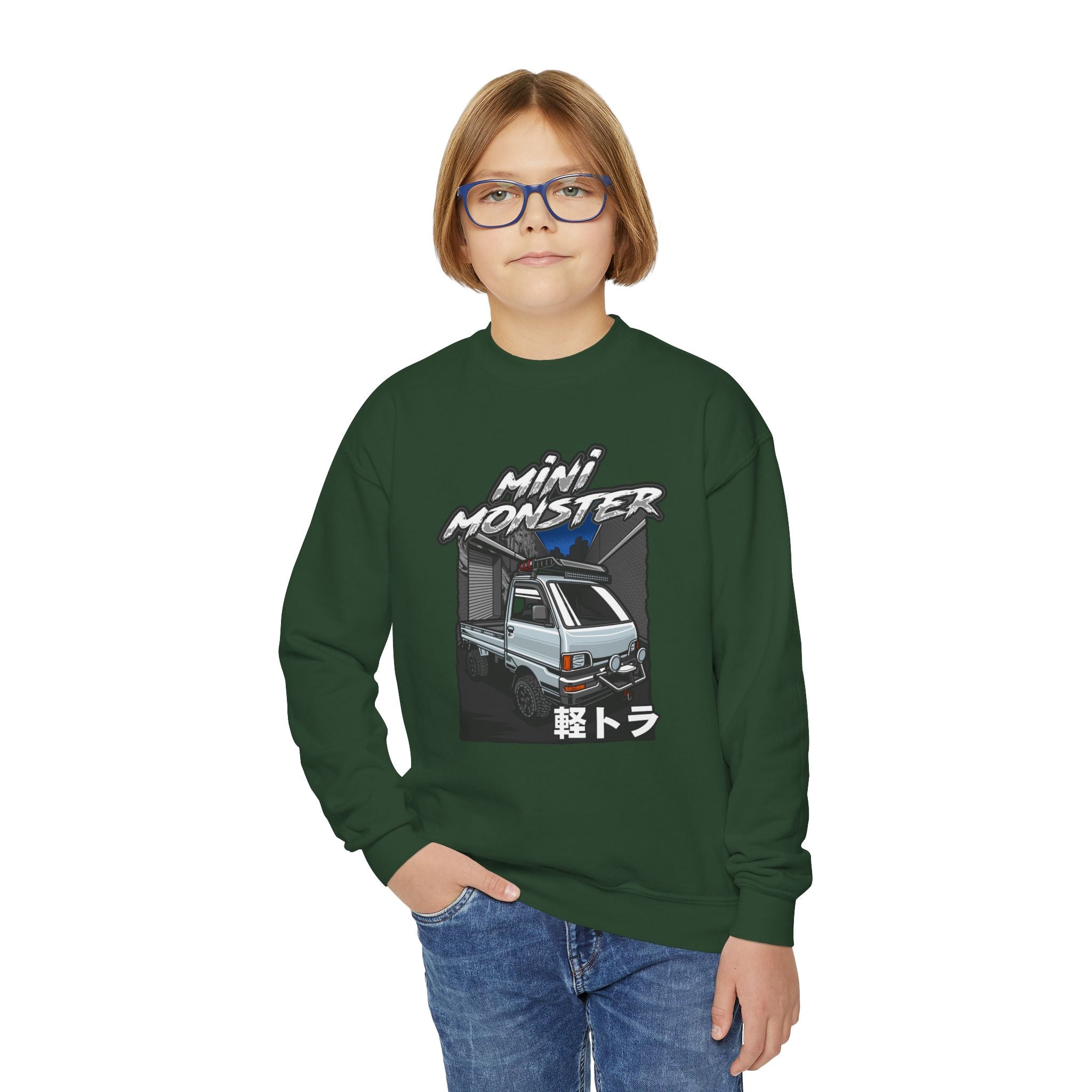 Mini Monster Kei Truck Youth Crewneck Sweatshirt