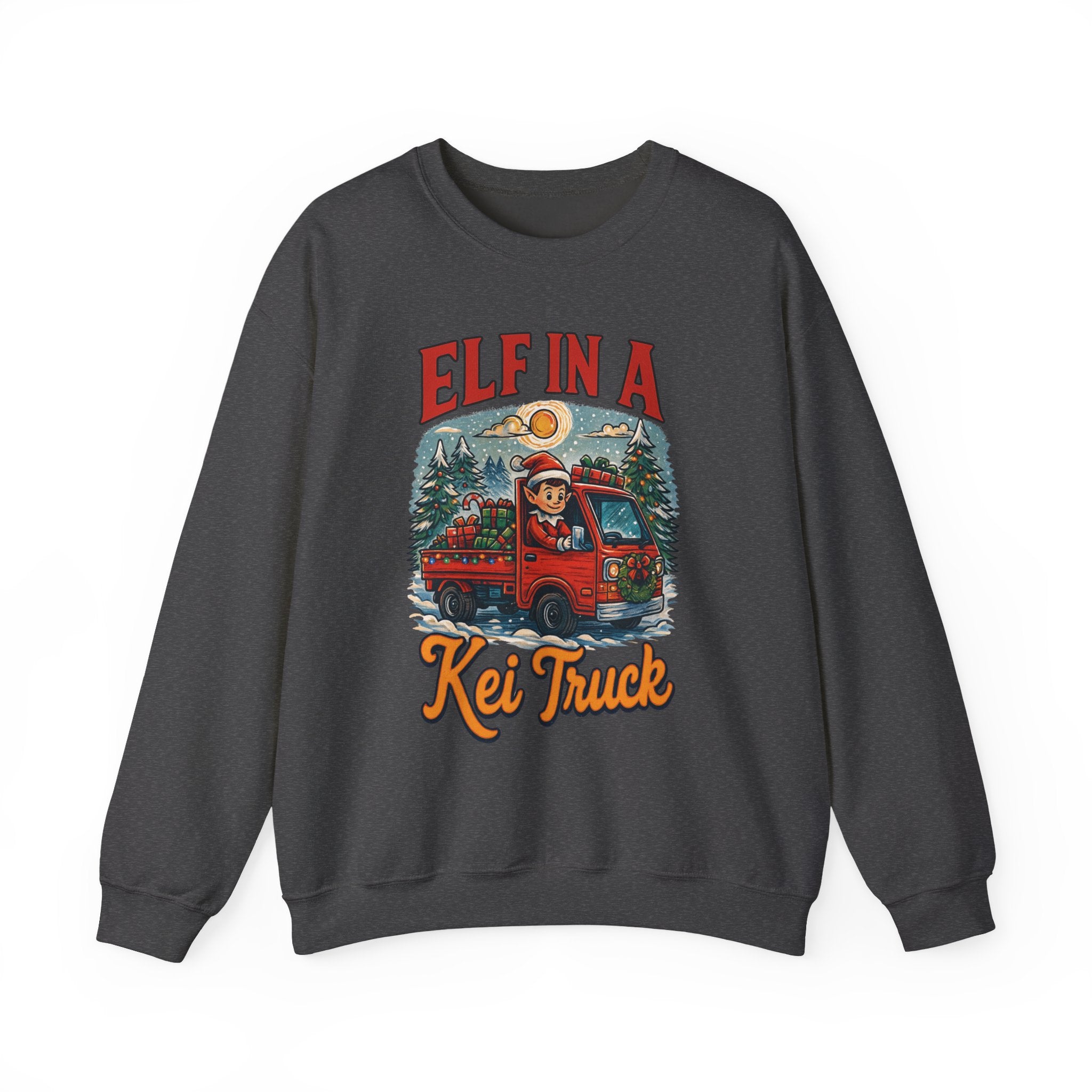 Elf in a Kei Truck" Holiday Heavy Blend™ Crewneck Sweatshirt