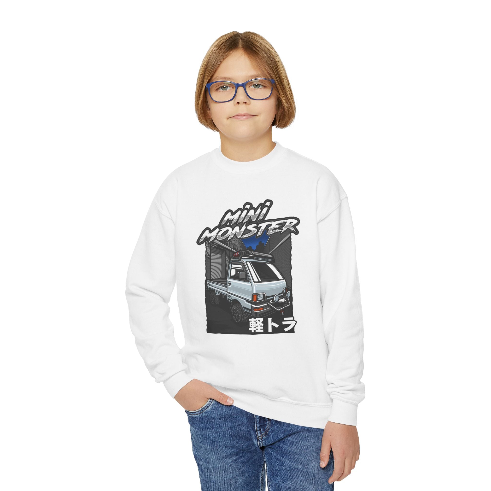 Mini Monster Kei Truck Youth Crewneck Sweatshirt