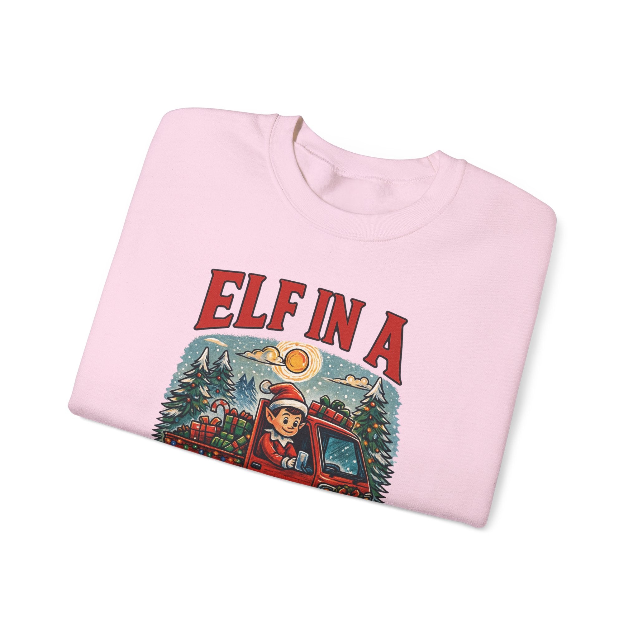 Elf in a Kei Truck" Holiday Heavy Blend™ Crewneck Sweatshirt