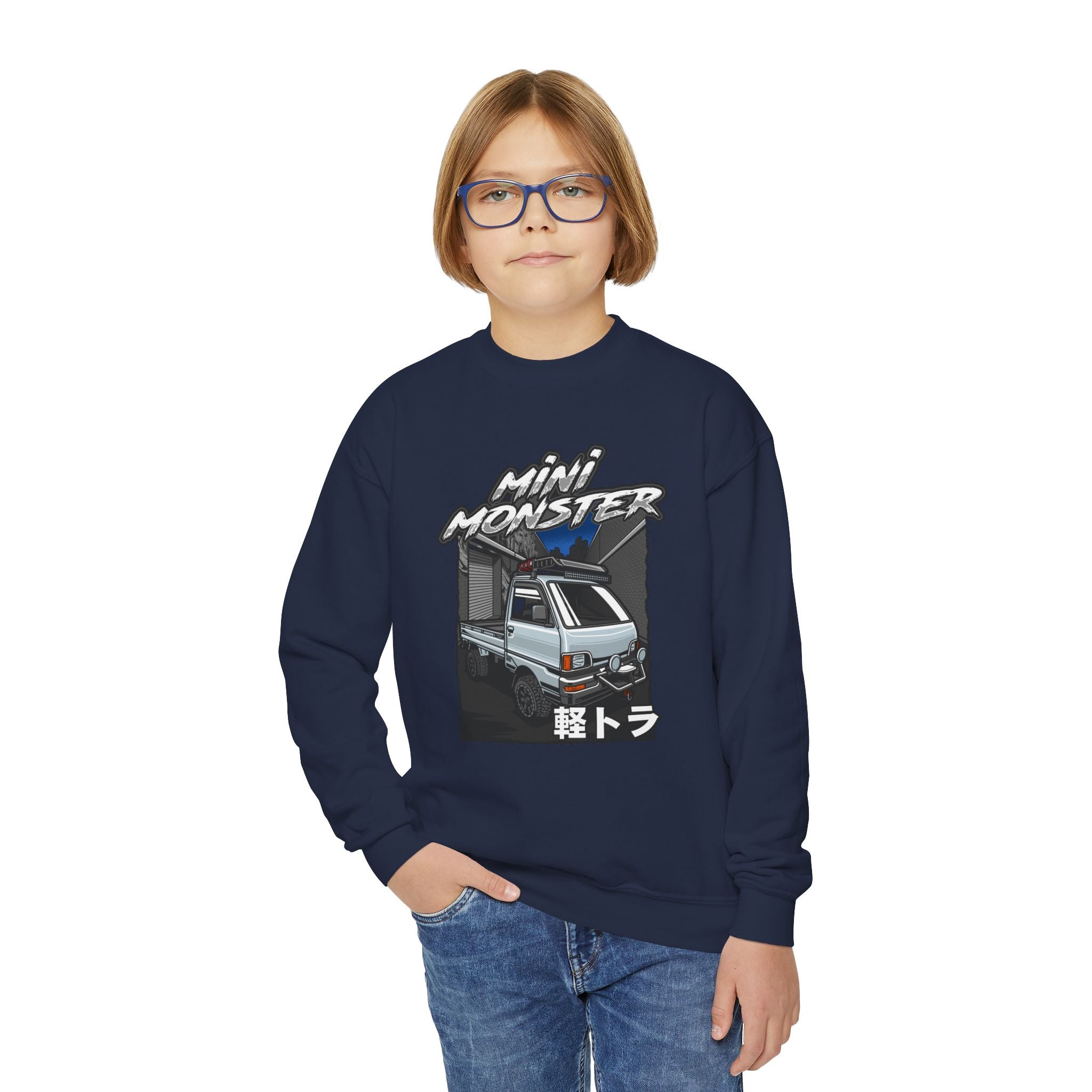 Mini Monster Kei Truck Youth Crewneck Sweatshirt