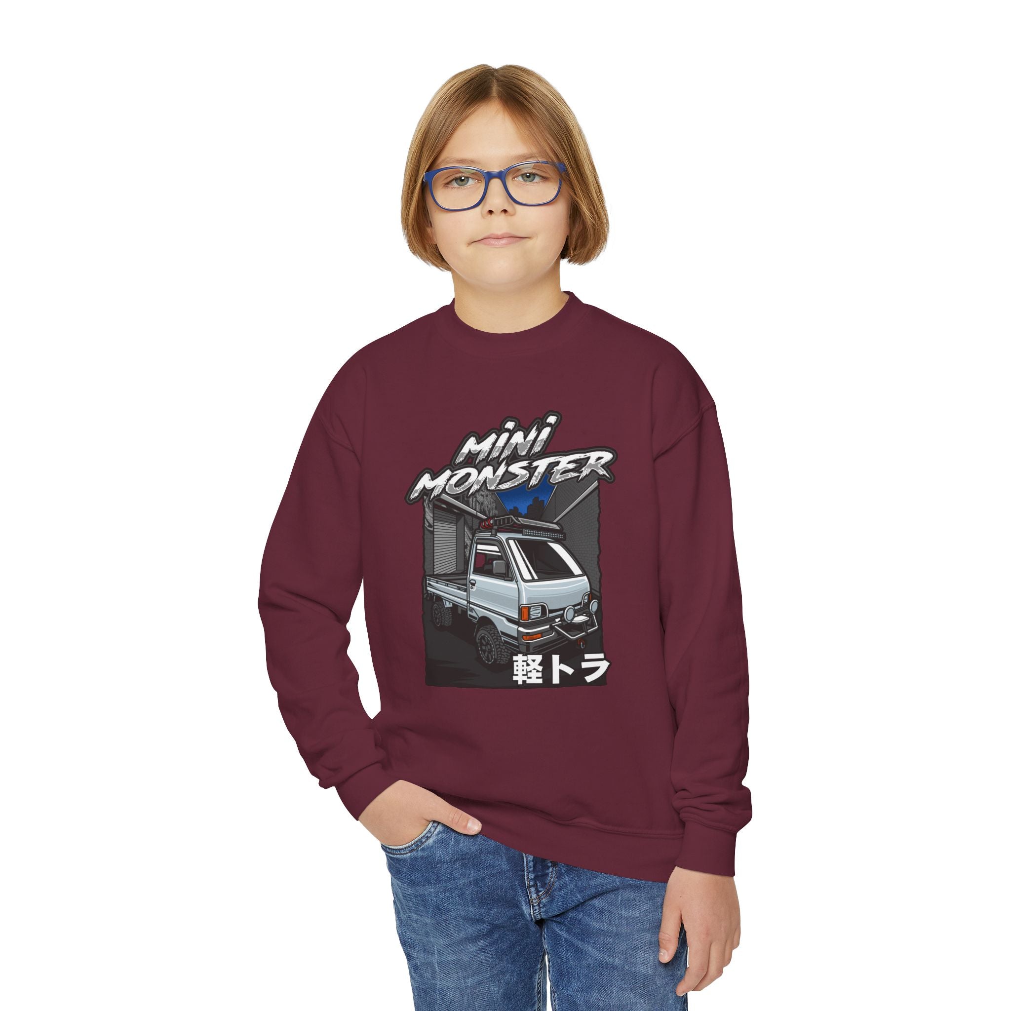 Mini Monster Kei Truck Youth Crewneck Sweatshirt
