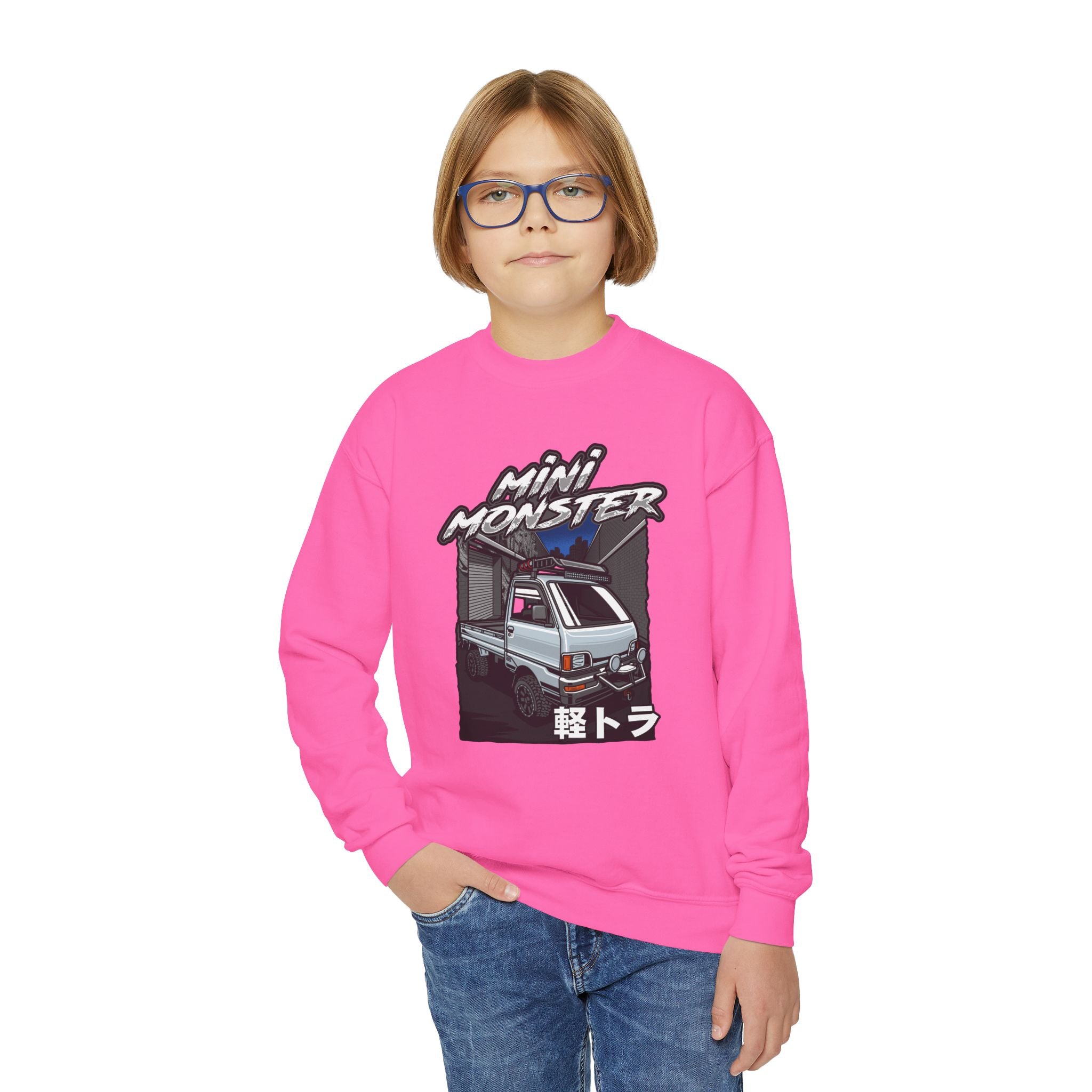 Mini Monster Kei Truck Youth Crewneck Sweatshirt