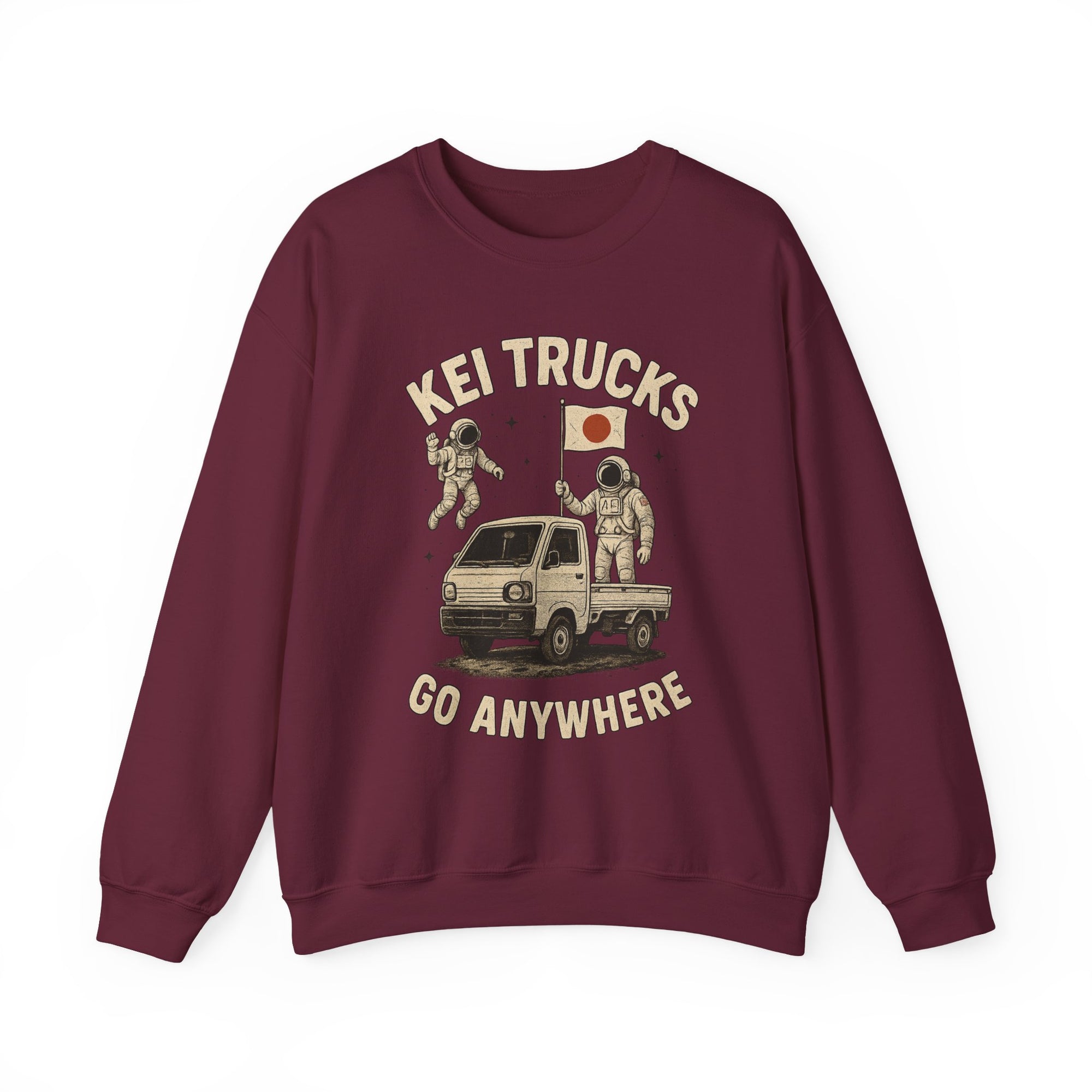 'Kei Trucks Go Anywhere' Retro Astronaut Heavy Blend™ Crewneck Sweatshirt