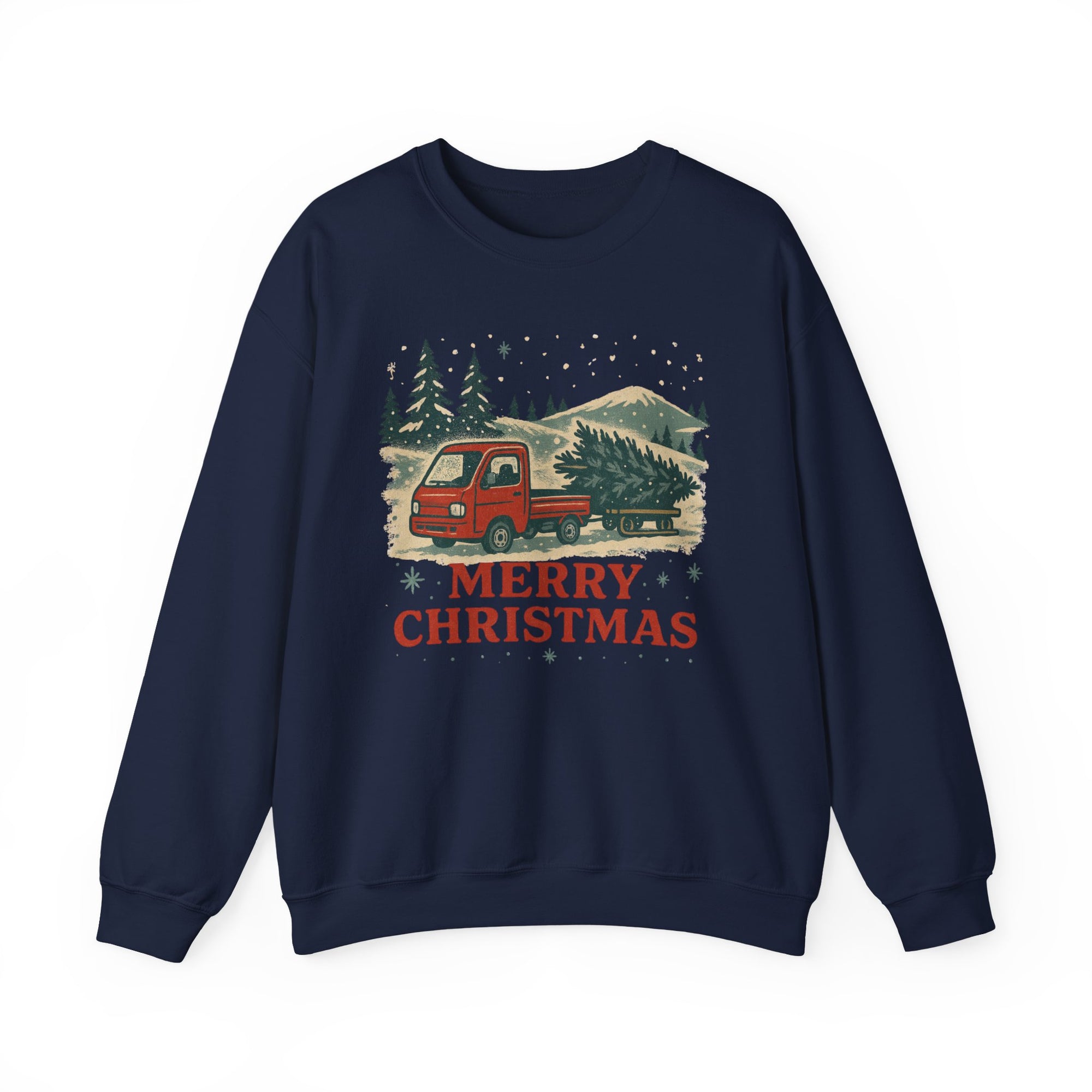 Merry Christmas Vintage Kei Truck Heavy Blend™ Crewneck Sweatshirt