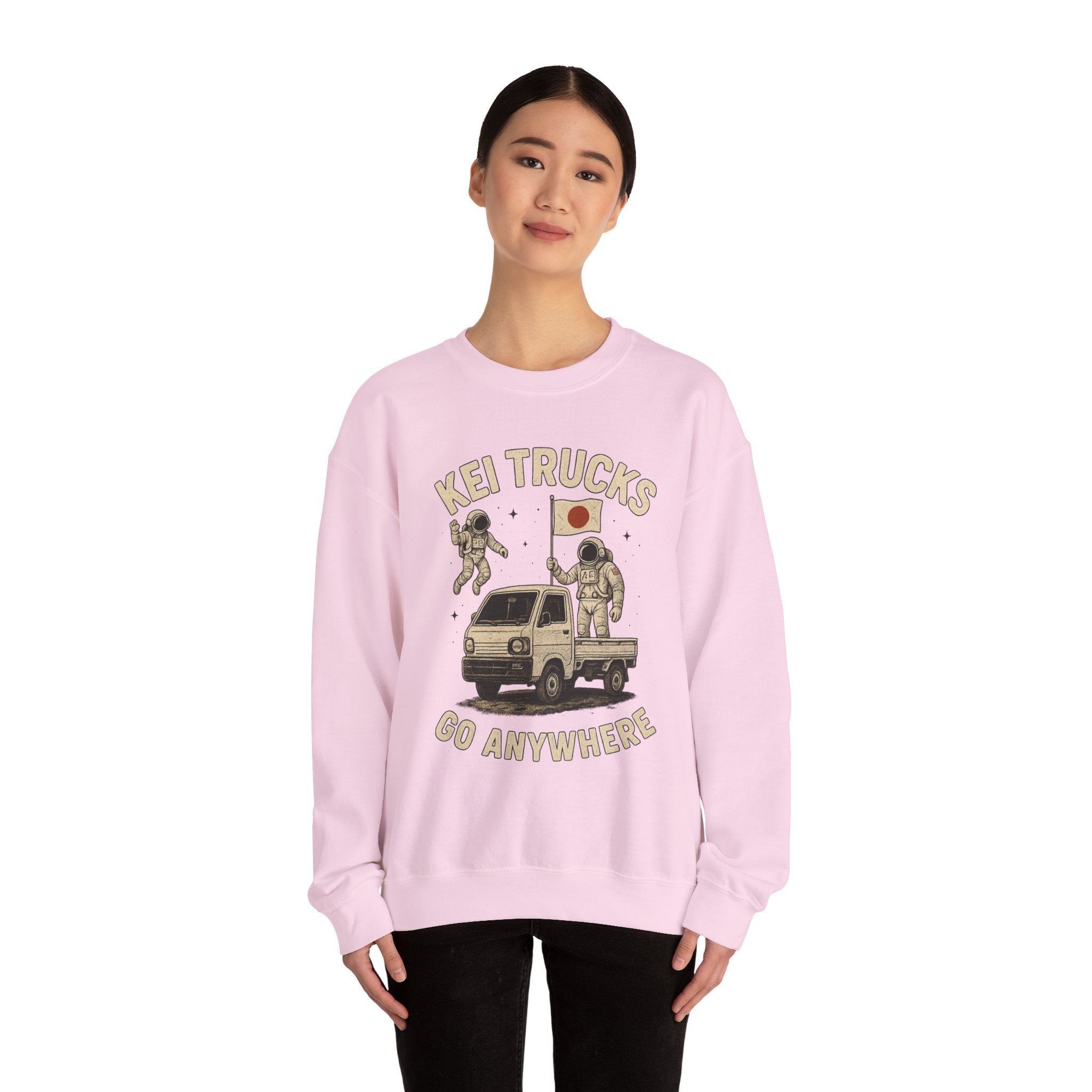 'Kei Trucks Go Anywhere' Retro Astronaut Heavy Blend™ Crewneck Sweatshirt