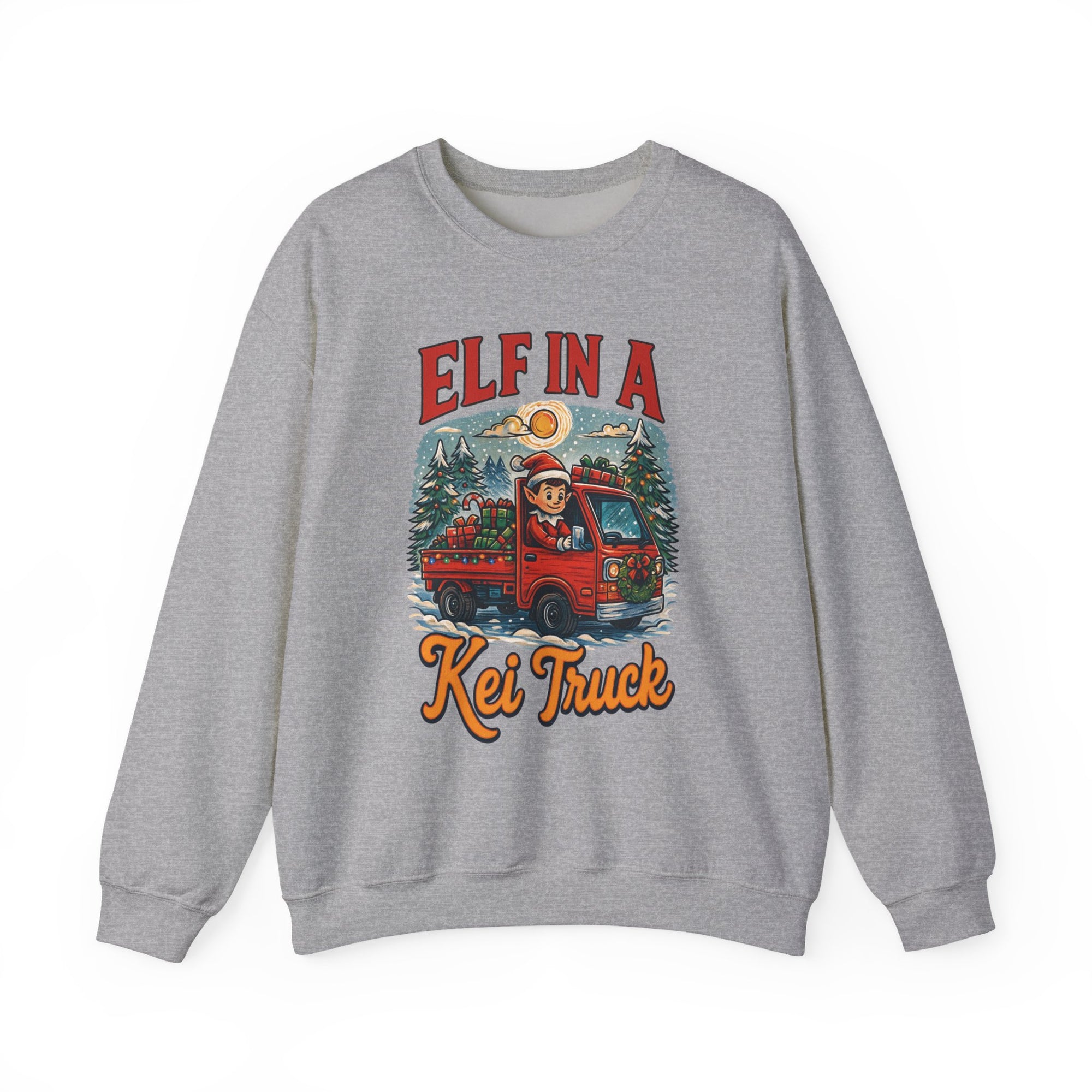Elf in a Kei Truck" Holiday Heavy Blend™ Crewneck Sweatshirt