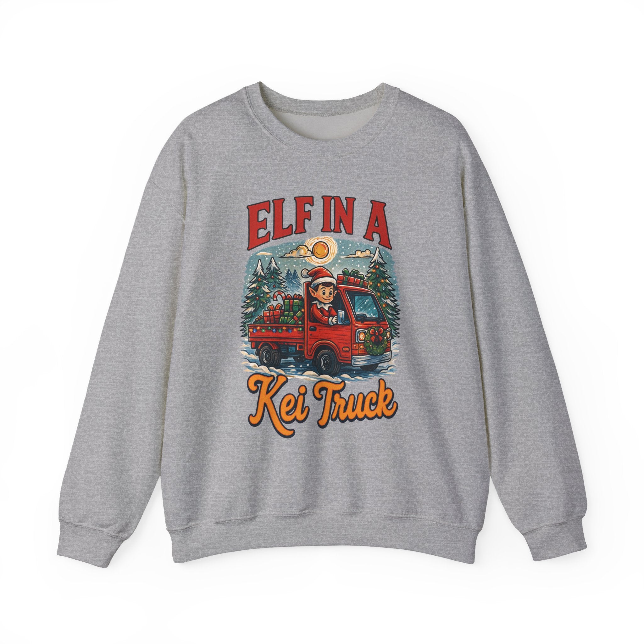 Elf in a Kei Truck" Holiday Heavy Blend™ Crewneck Sweatshirt