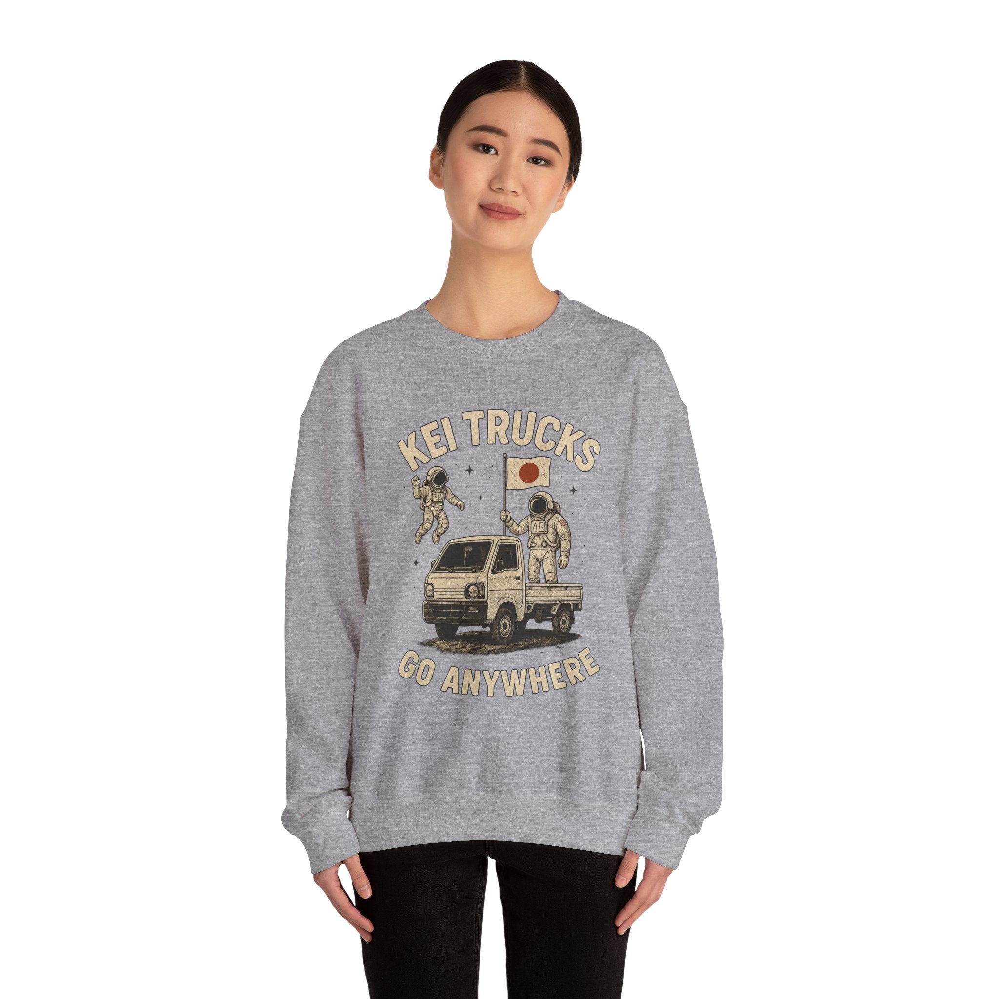 'Kei Trucks Go Anywhere' Retro Astronaut Heavy Blend™ Crewneck Sweatshirt
