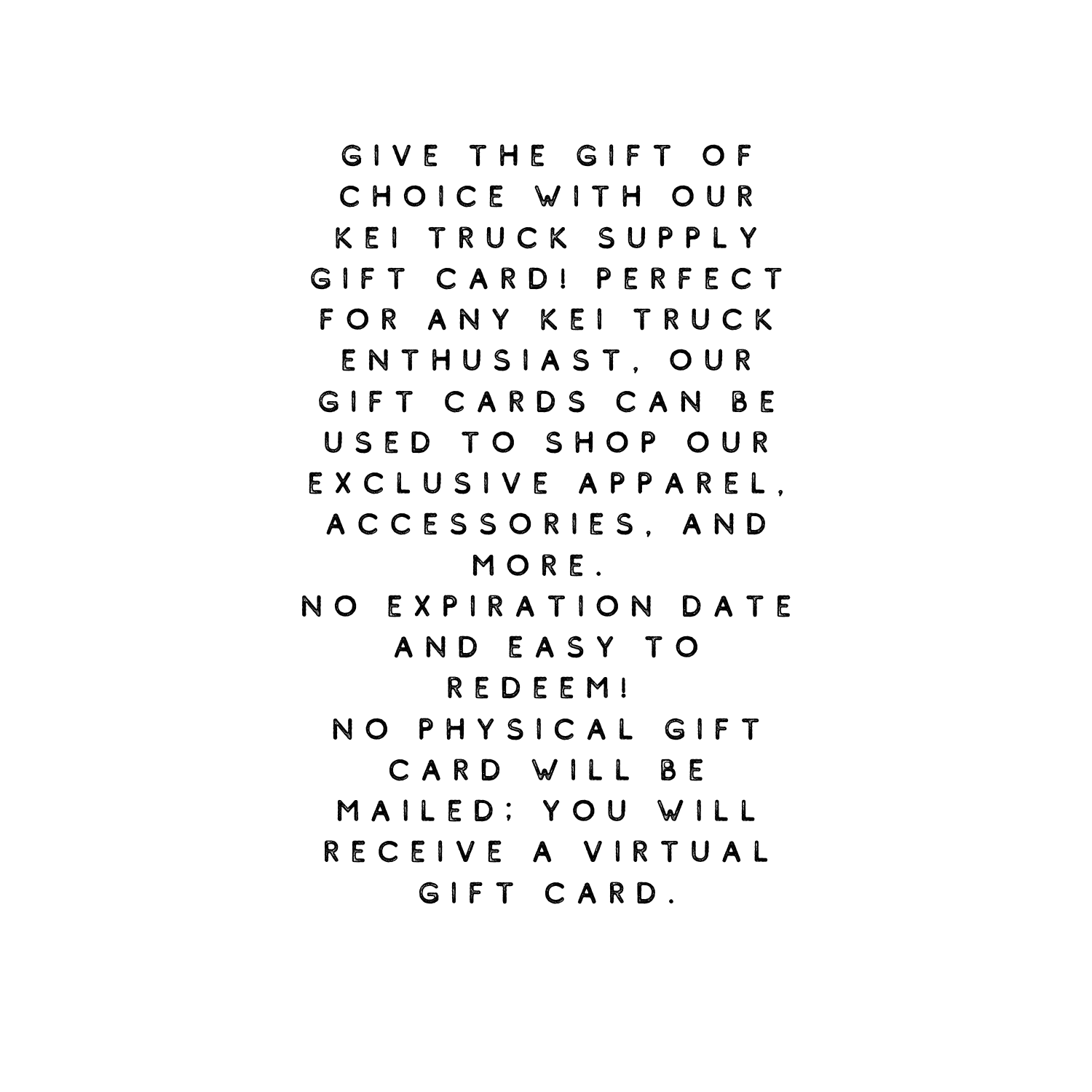 Kei Truck Supply Gift Card